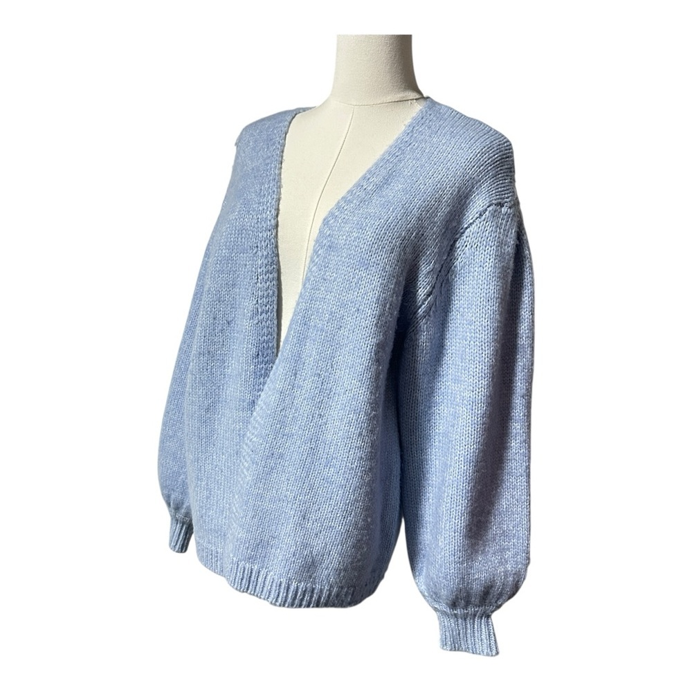 👉ASOS Design Light Blue Open Front Knit Cardigan Women’s Size 4 Soft Long Sleeve - Picture 3 of 8
